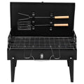Fithood 44*27*7cm Portable Square Charcoal Grill Black