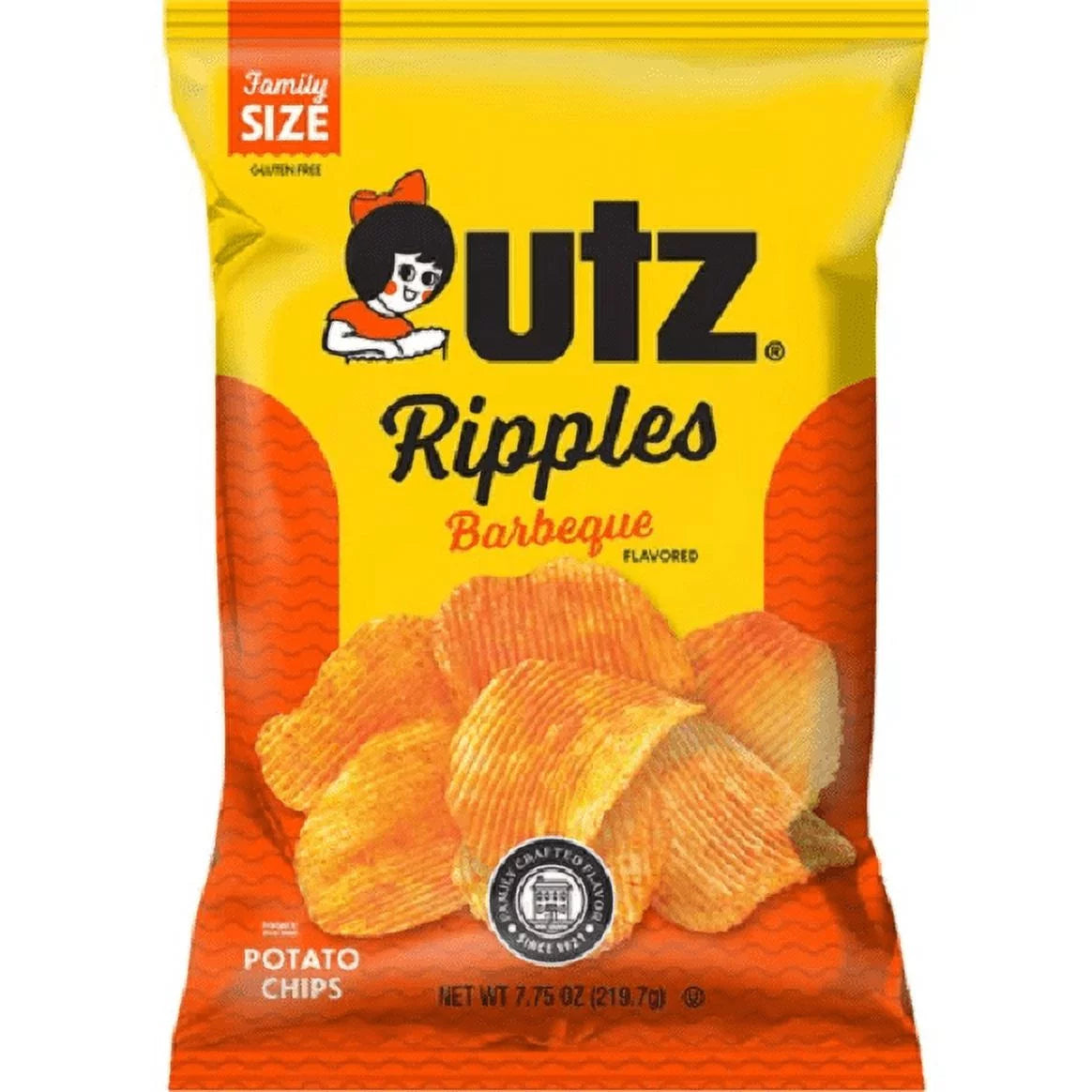 Utz Ripples Barbeque Potato Chips, 3-Pack 7.75 oz. Family Size Bags