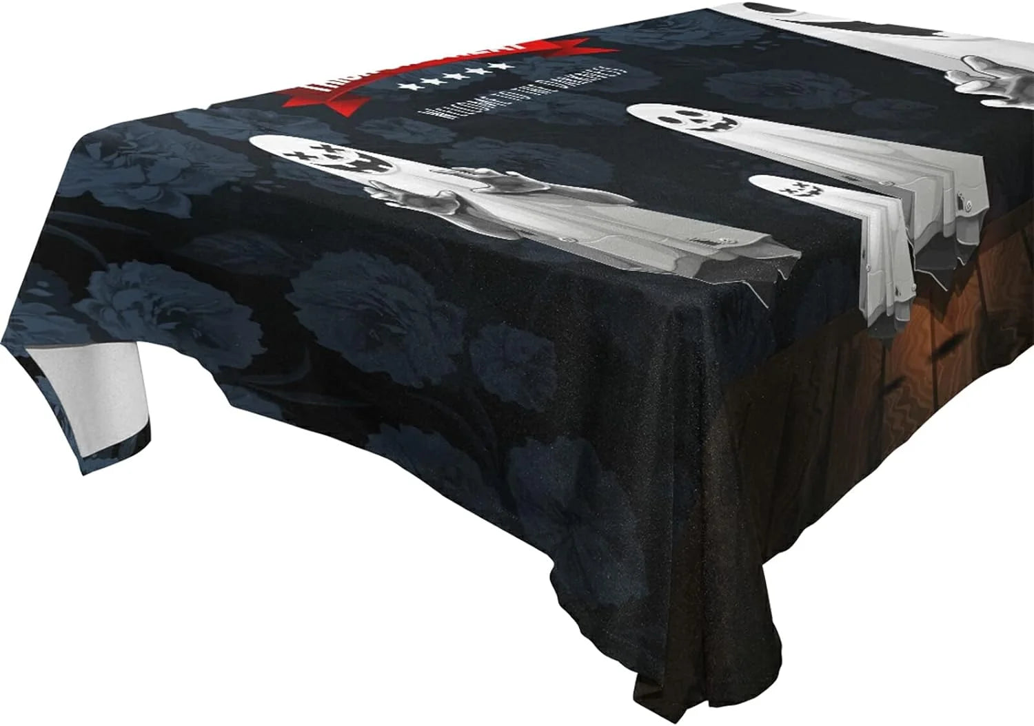 Hidove Halloween Ghost Tablecloth Waterproof Washable Polyester Square Table Cover Durable Tablecloth for Kitchen Dining Table Party Decor (60 X 60 Inch)