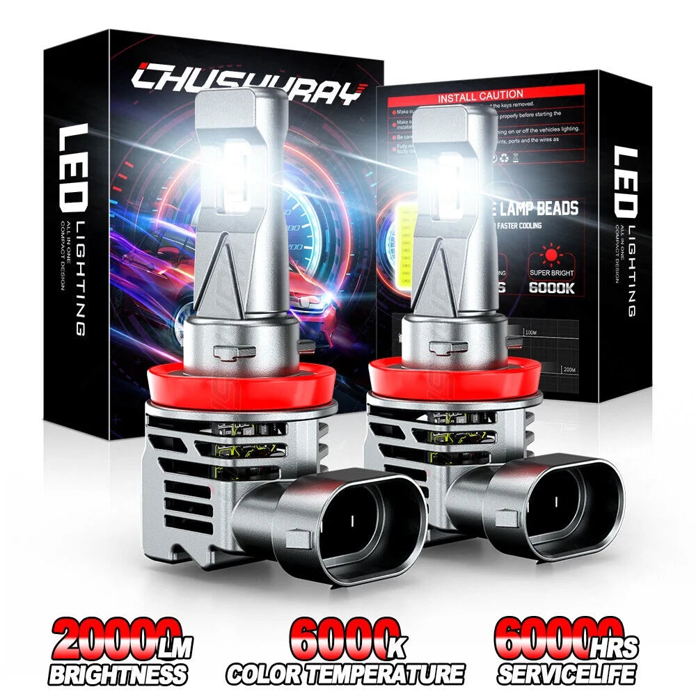 Fit for 2005-2013 Buick LaCrosse 6000K H8/H9 LED Headlight High/Low Bulbs Kit H11 2X£¬CHUSYYRAY