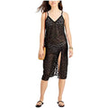 Miken Swim Womens Textured Slit Dress Deep V Neck Metallic, Choose Sz/Color: M/Black