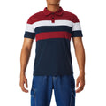 Mens Polo Shirt Short Sleeve Color-Contrast Stripe Slim-Fit Button Lapel T-Shirt Classic Tops Plus Size