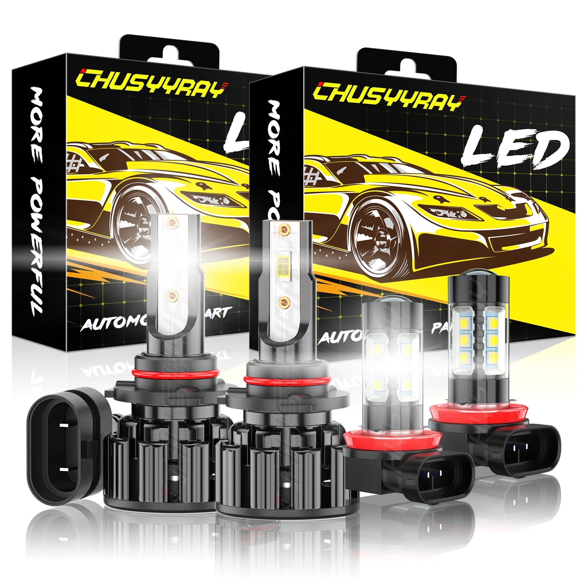 CHUSYYRAY For Buick LaCrosse 2014-2016 9012+H11 Combo 4x LED Headlight + Fog Light Bulbs Kit 6000K