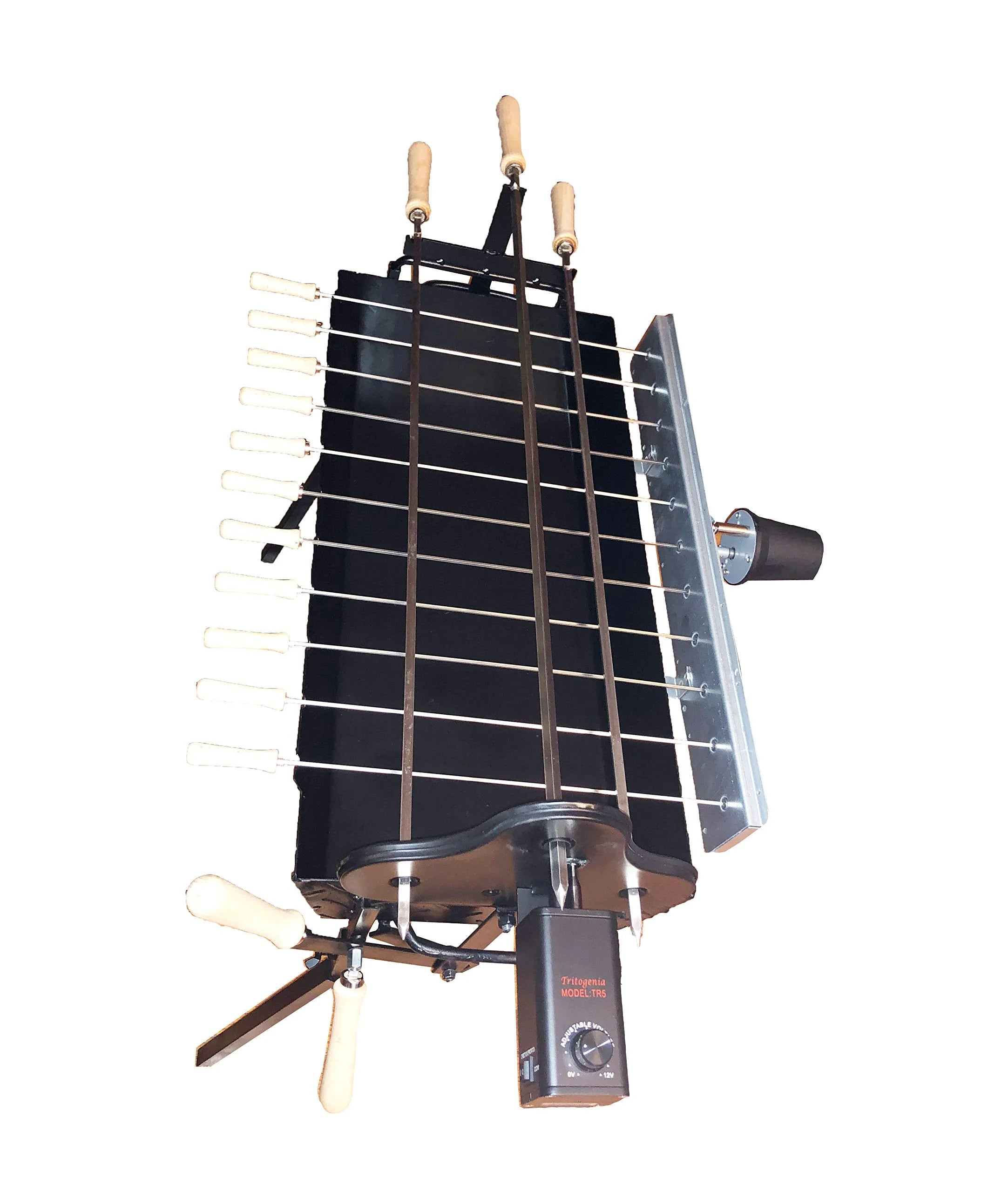Tritogenia Cyprus Charcoal Grill, Foukou, with One Variable speed 0-55RPM One 6RPM Rotisserie Motors, 304 Food Grade Stainless Steel Grill, and Adjustable Height Regulator