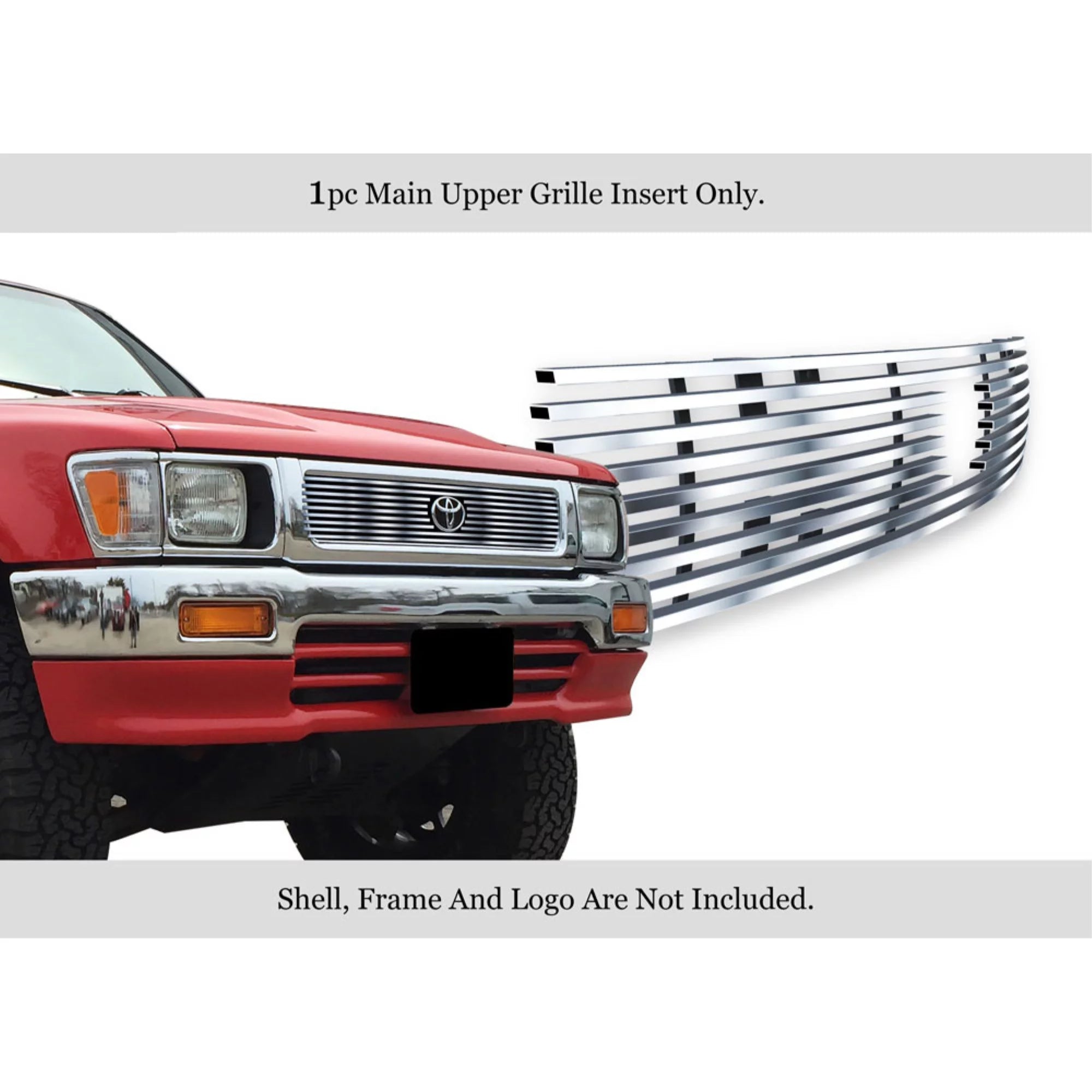 1992-1994 Toyota Pickup 4Wd Logo Show 304 Stainless Steel Polished Finish 8X6 Horizontal Billet Stainless Steel Billet Grille