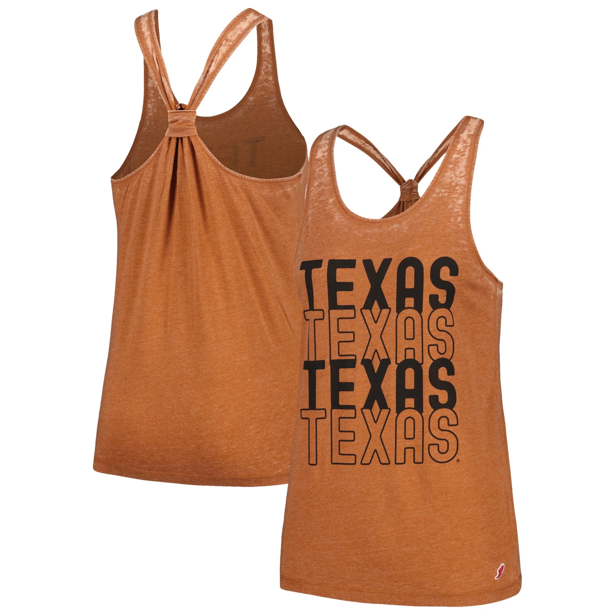 Women's League Collegiate Wear Texas Orange Texas Longhorns Stacked Name Racerback Tank Top