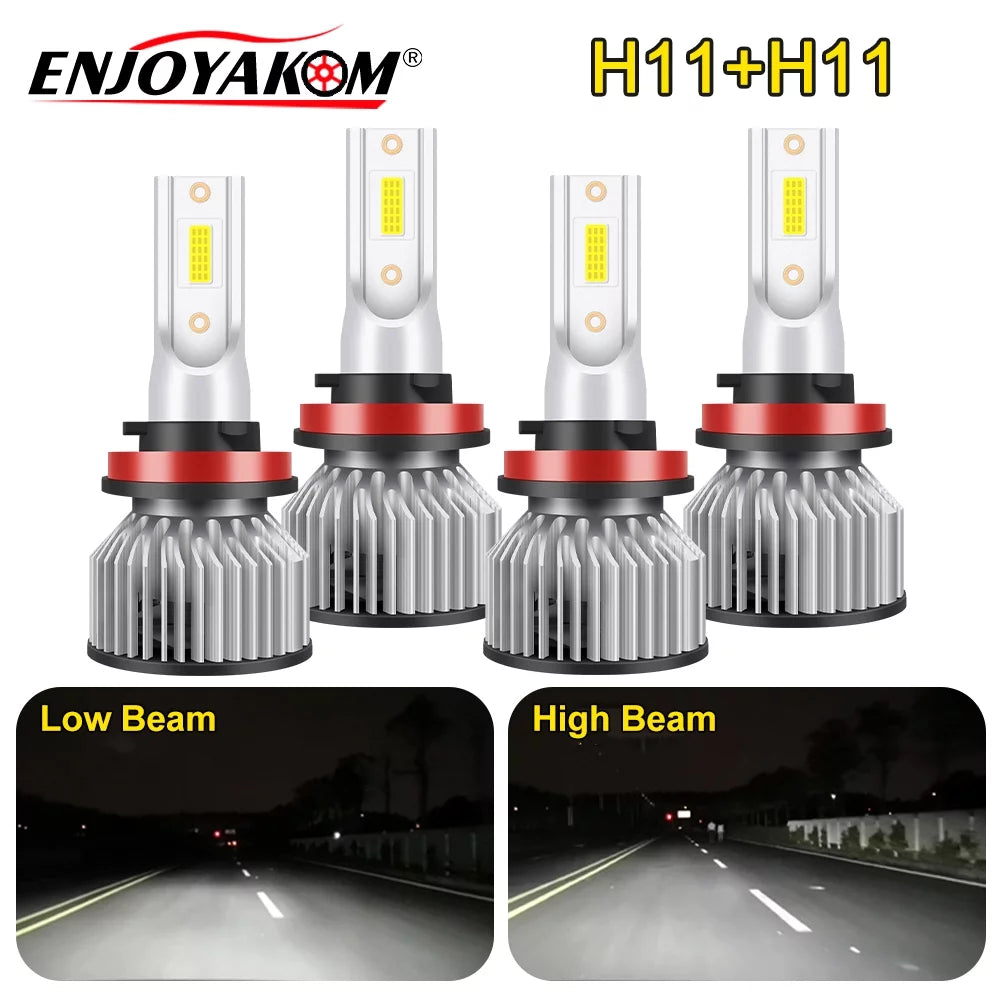 4pcs H11 LED Headlight Bulbs H8/H9/H11 High Low Beam For Buick LaCrosse 2005-2013 6000K Bright White