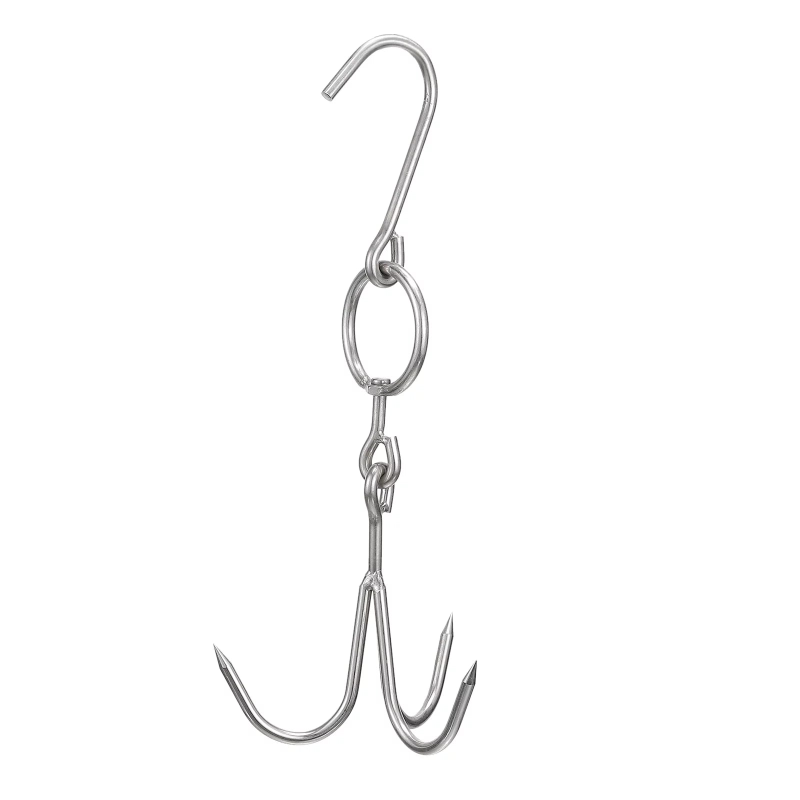 Uxcell 15'' Swiveling Meat Hook, 0.31'' Thickness Galvanized Three Prong Meat Hooks