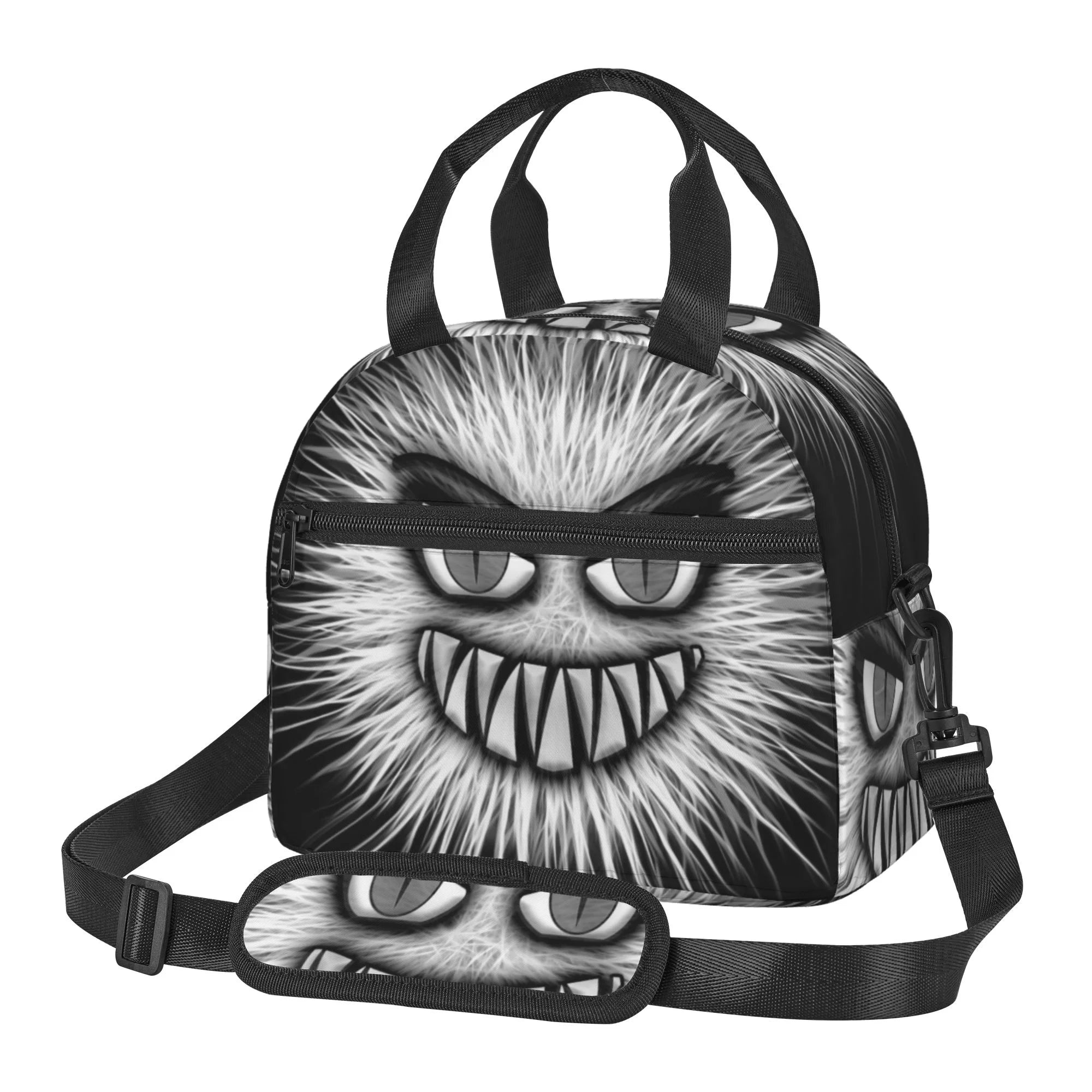 DouZhe Lunch Bags for Women and Men, Monster Virus Evil Prints Reusable Portable Insulated Cooler Waterproof Lunch Tote Bag for Travel Work School Picnic