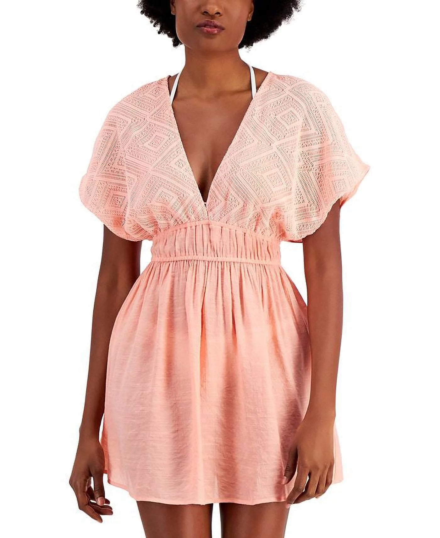 Miken Junior's Tie Back Dress Cover Up Swimsuit Orange Size Small