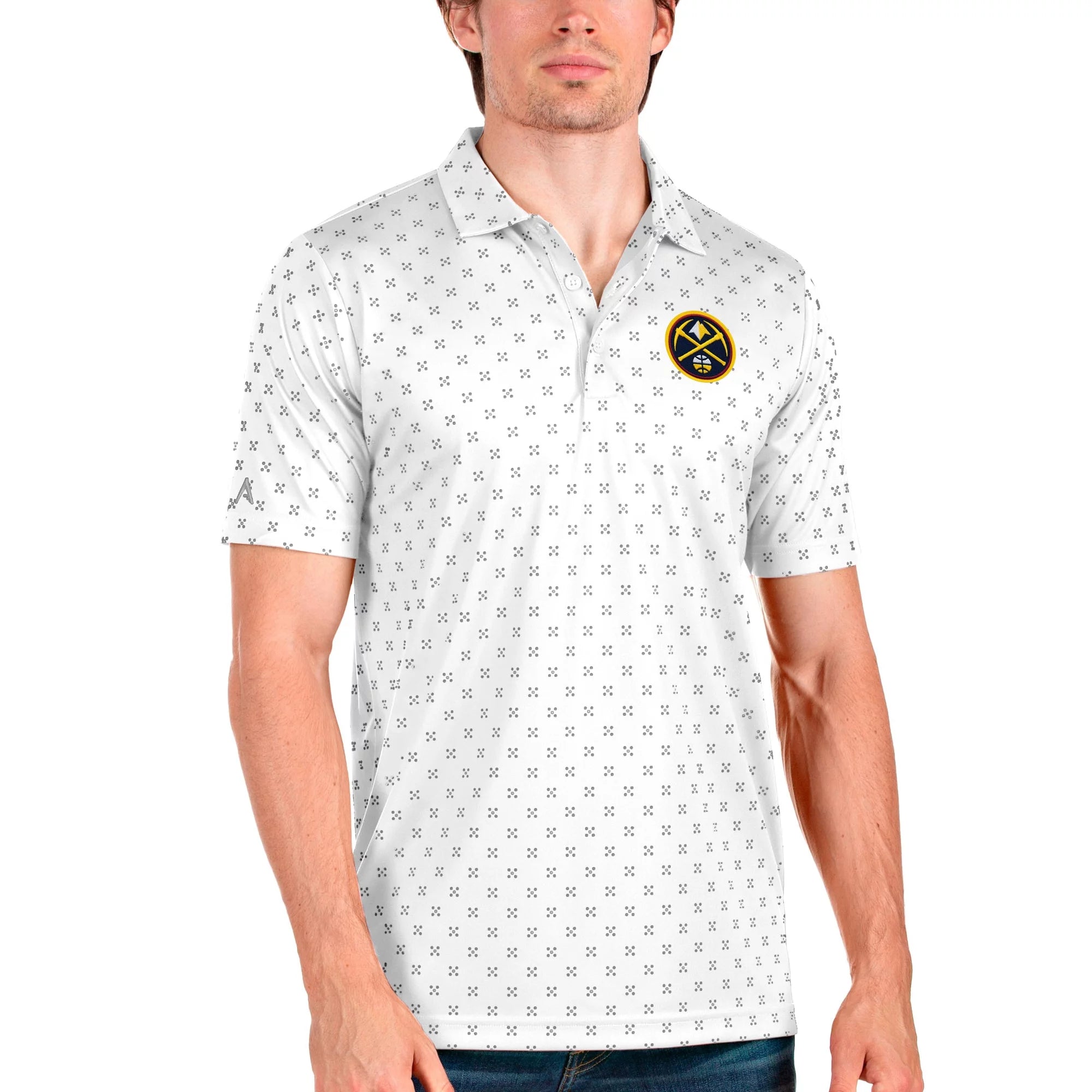 Men's Antigua White Denver Nuggets Spark Polo