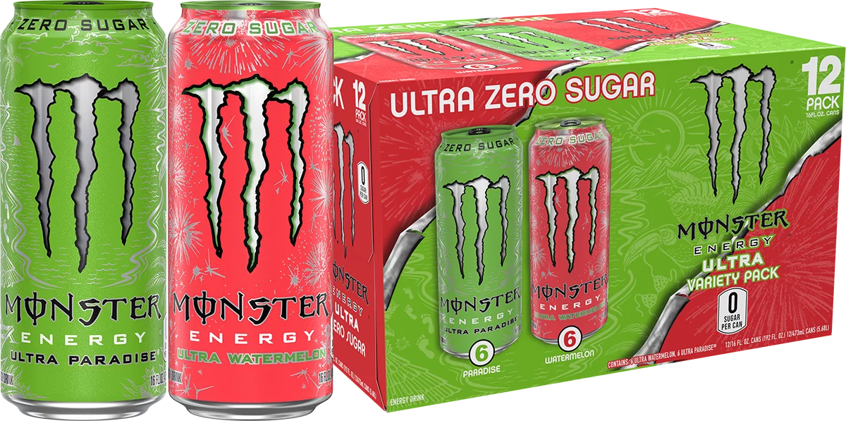Monster Energy, Variety Pack, Ultra Watermelon + Ultra Paradise, 16 fl oz, 12 Pack