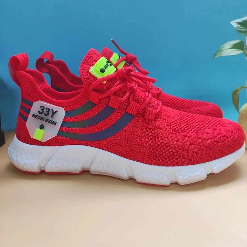 New Trend Breathable Casual Men's 2024 Spring and Autumn Sports Shoes Tenis Masculino Zapatillas Hombre Fashion Running Shoes Red 45