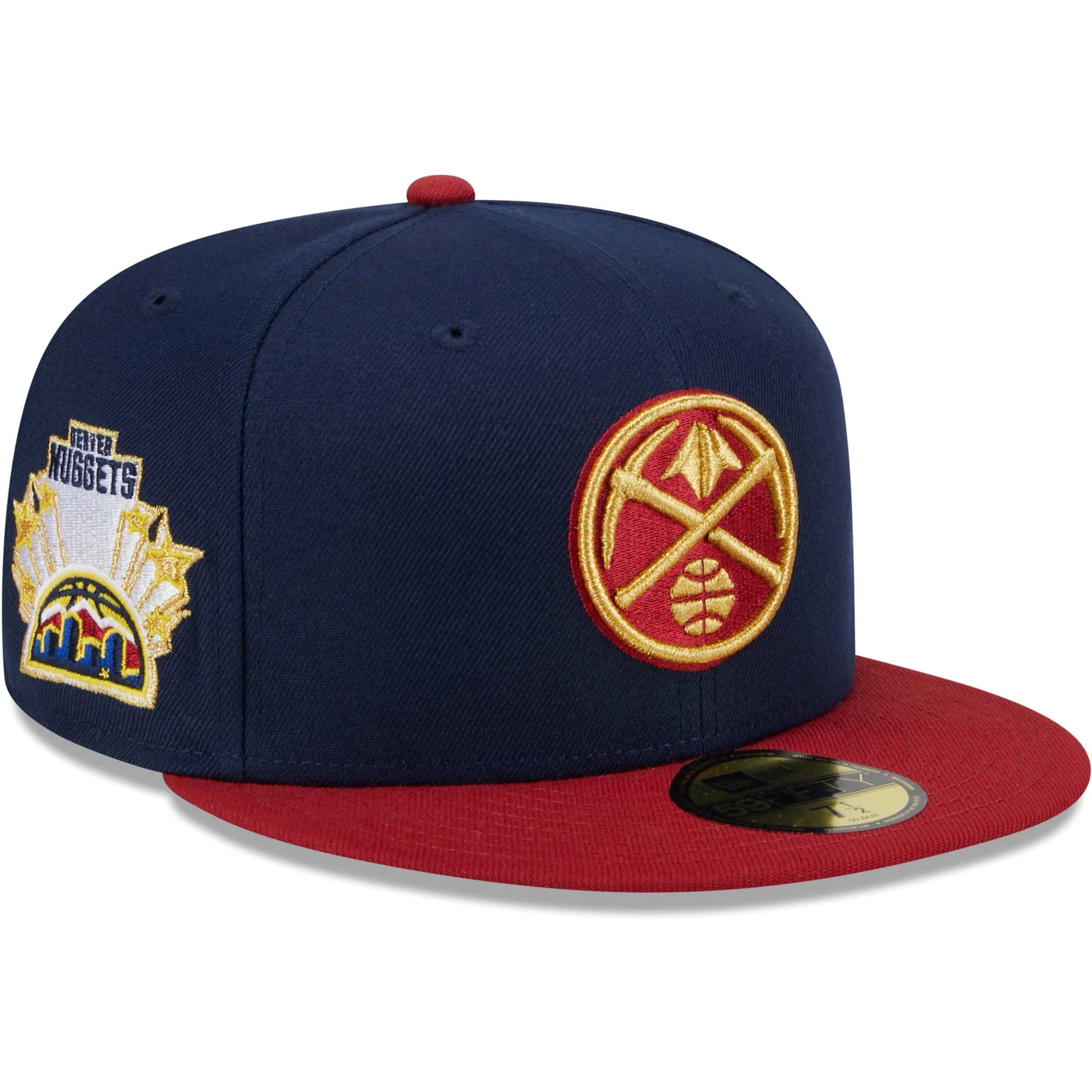 Men's New Era Navy/Red Denver Nuggets Gameday Gold Pop Stars 59FIFTY Fitted Hat