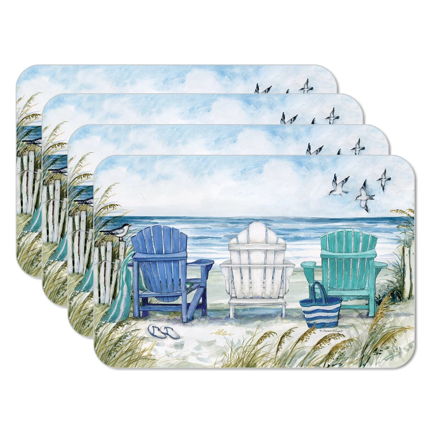 CounterArt Chairs by the Sea 4-Pack Reversible Flexible Plastic Tabletop Placemats