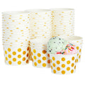 50-Pack Paper Ice Cream Cups for Frozen Yogurt, Sundae Bar, Parfaits, Treats, Diners, Restaurants, Bakeries, Disposable Dessert Bowls with Gold Foil Polka Dots (8 oz)