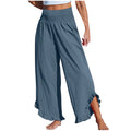 Womens Yoga Pants Wide Leg Sweatpants Women's Casual Solid Color Elastic High Waist Straight Wide Leg Irregular Hem Pants
