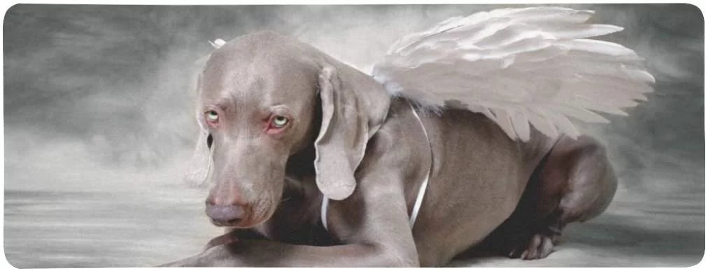 FMSHPON Fantasy Puppy Dog with Angel Wings Extra Extended Large Gaming Mouse Pad Mat Desk Pad Keyboard Mat 31.5x12 inch