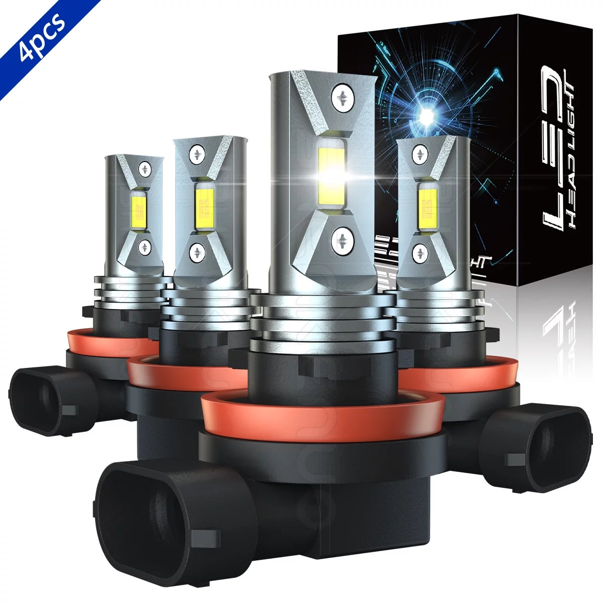 Combo H9 H11 LED Headlight Bulbs Kit for 2005-2013 Buick LaCrosse High Low Beam 6000K White Fanless