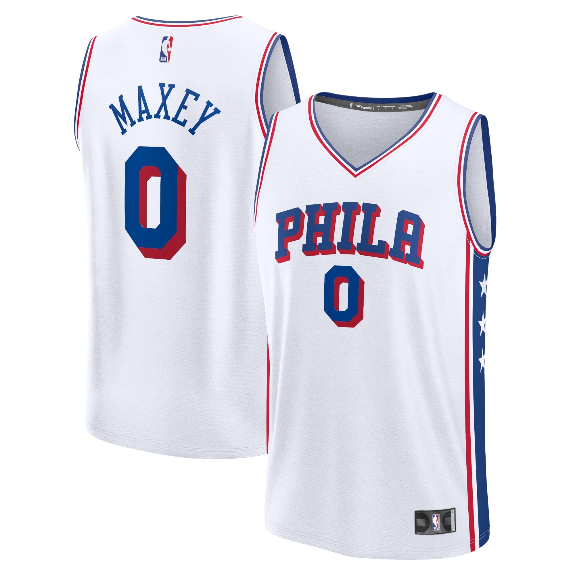 Men's Fanatics Branded Tyrese Maxey White Philadelphia 76ers 2023/24 Fast Break Replica Jersey - Association Edition