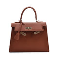 Genuine Leather Handbag for Women ,Crossbody Bags with Wide Shoulder Strap,Brown Purse