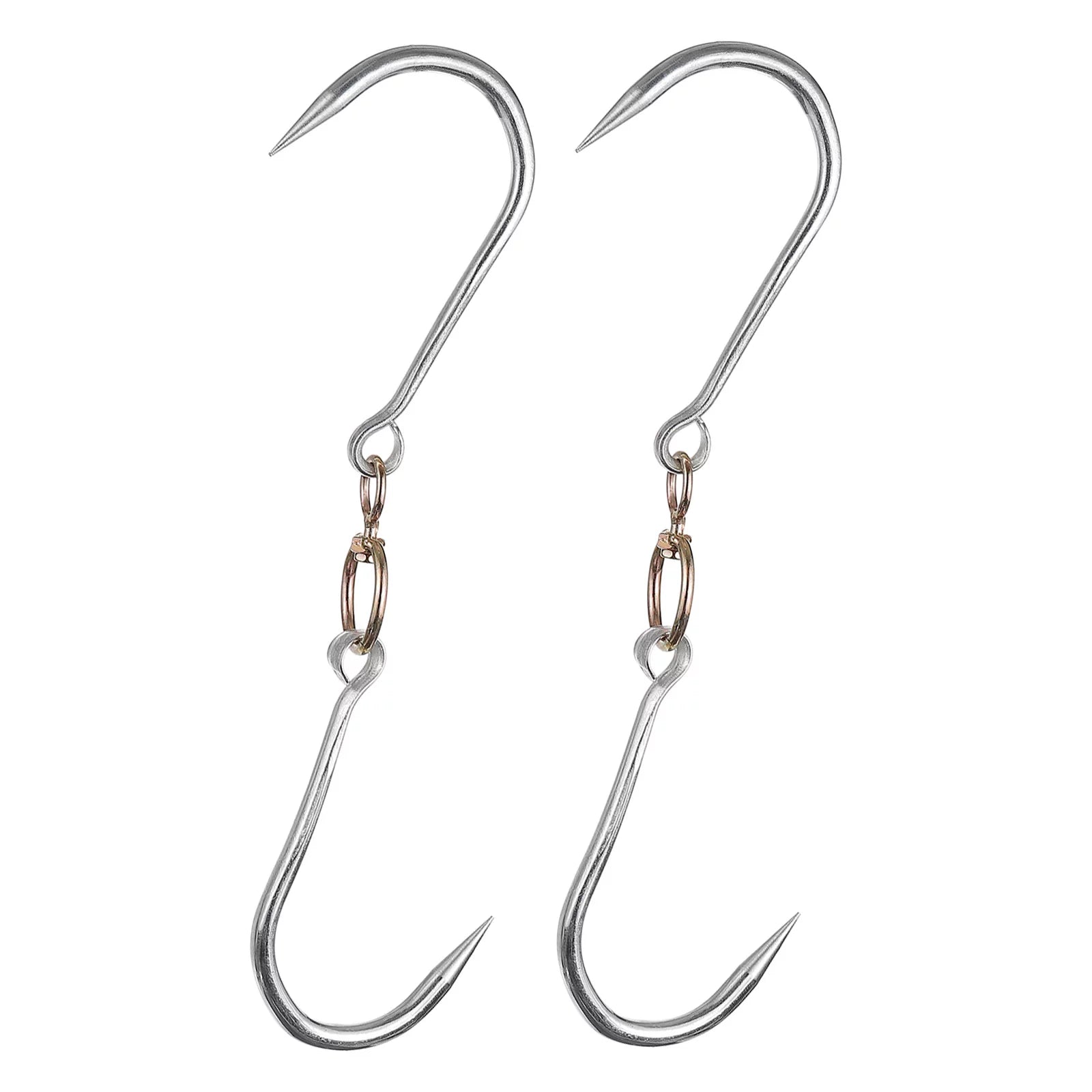 Uxcell 15.5'' Swivel Meat Hooks, 0.43'' Thickness Galvanized Processing Butcher Hooks, 2 Pack