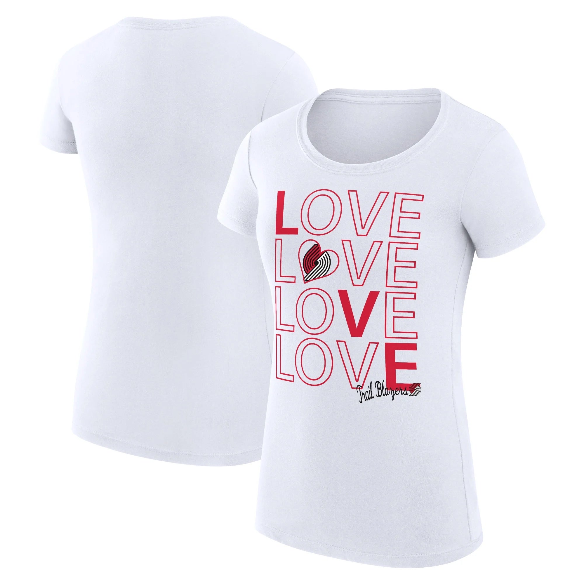 Women's G-III 4Her by Carl Banks White Portland Trail Blazers Basketball Love Fitted T-Shirt