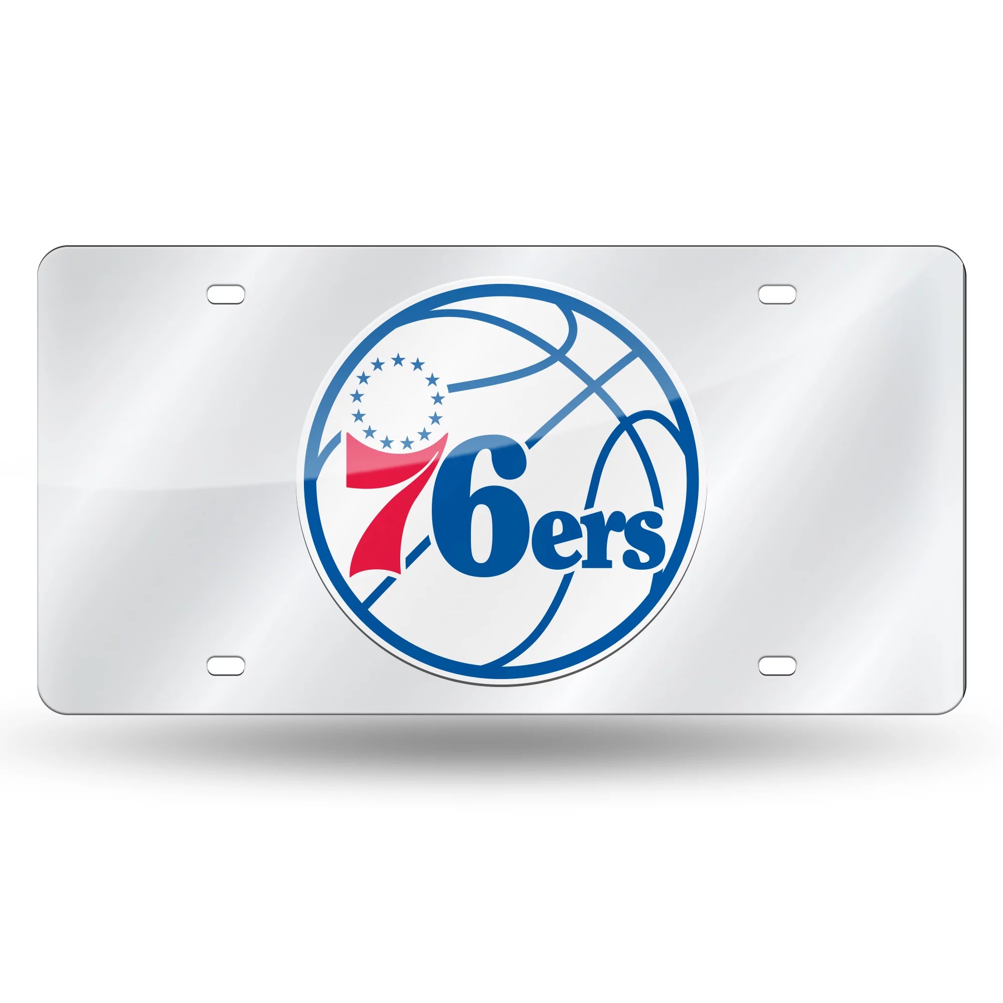 Philadelphia NBA 76'ers Mirrored Laser Cut License Plate Laser Tag, Sixers