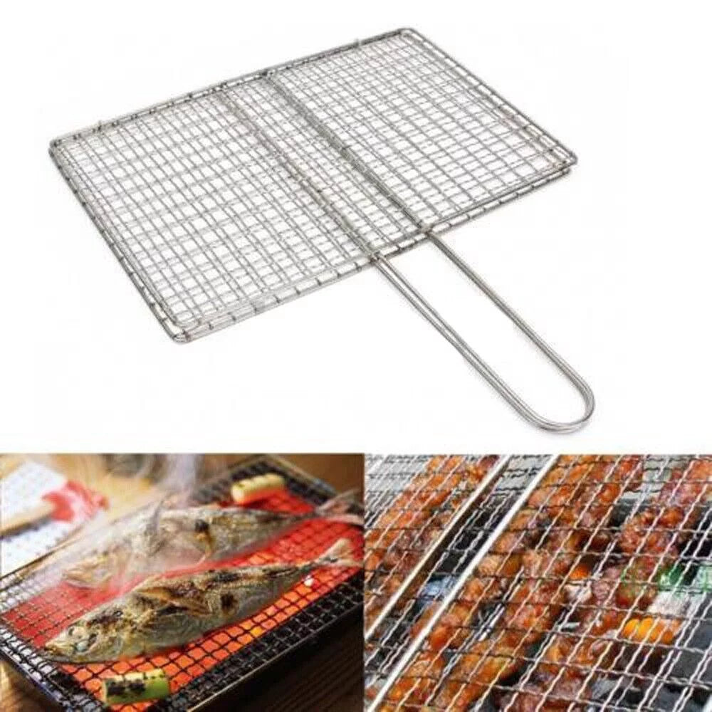 Stainless Copper BBQ Fish Grilling Basket Grill BBQ Net Meat Vegetable