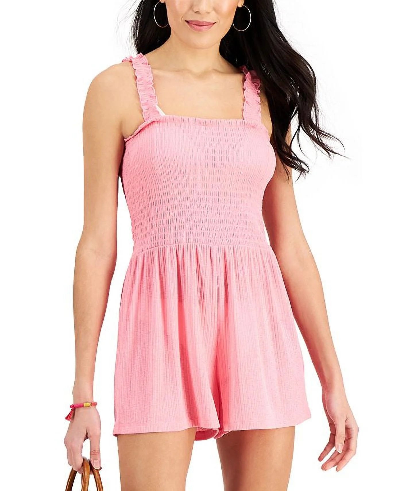 Miken Junior's Scrunchie Strap Cover Up Romper Swimsuit Pink Size Small