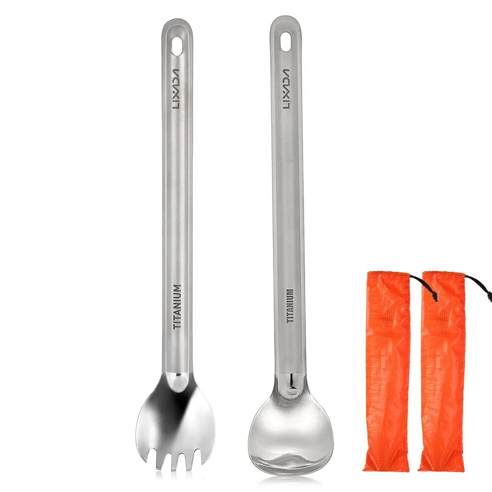 Lixada Titanium Spoon,Spoon Cutlery Picnic Set Portable Outdoor Spoon Spork Cutlery Outdoor Dinner Spoon Dinner Spoon Cutlery Handle Spoon Spork Cutlery Set Portable Outdoor Dinner QISUO JINMIE SIUKE