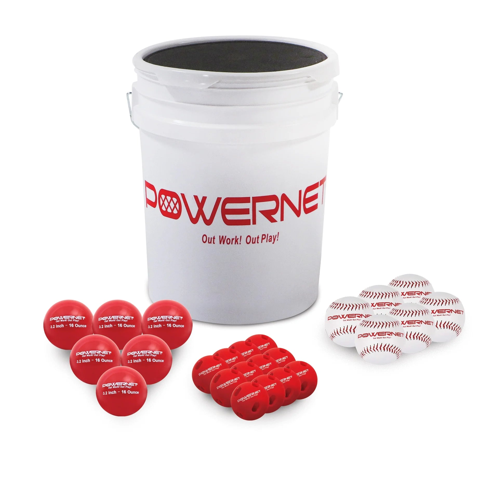 PowerNet White Softball Training Ball Bundle with Heavies and Crushers