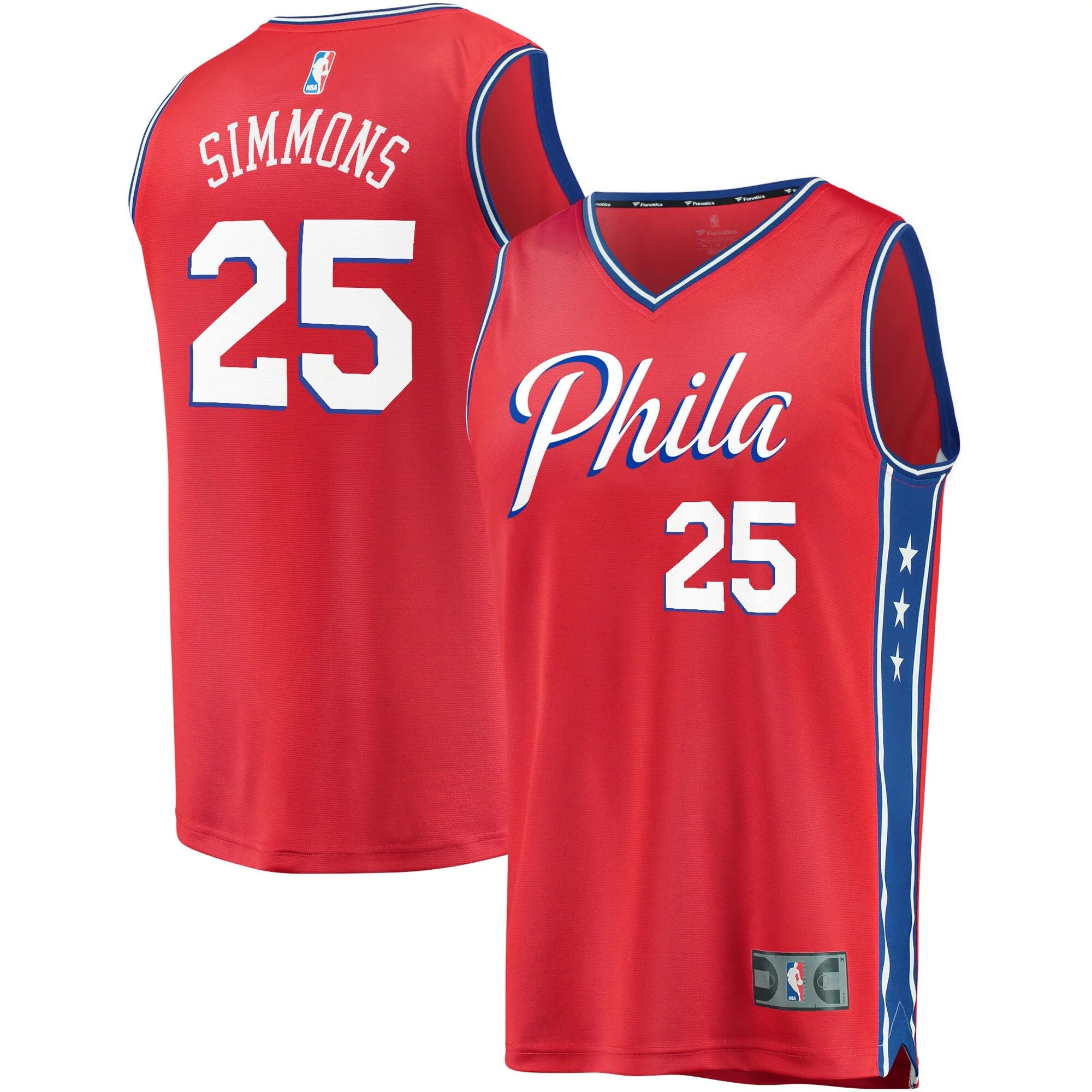Youth Fanatics Branded Ben Simmons Red Philadelphia 76ers Fast Break Replica Player Team Jersey - Statement Edition