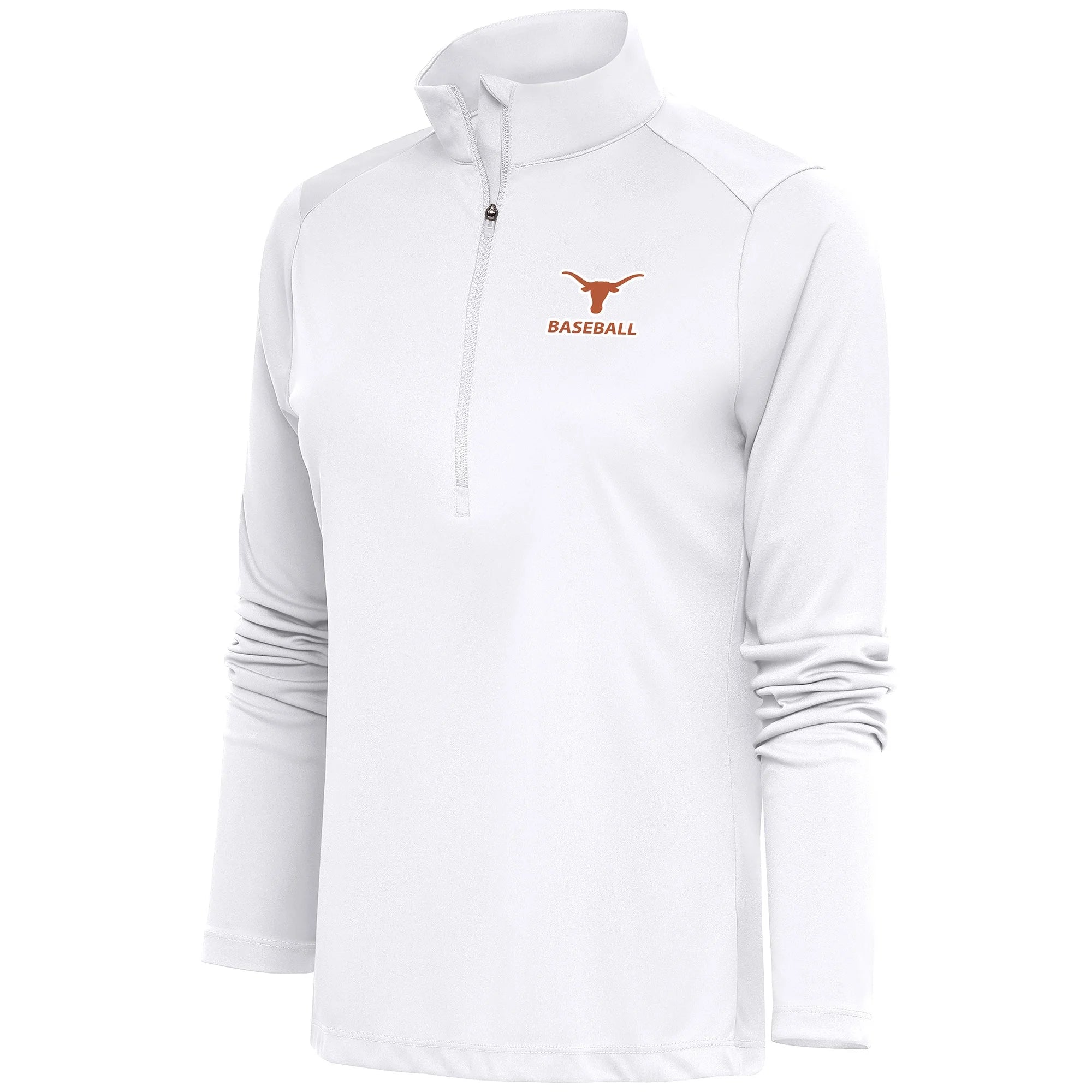 Women's Antigua  White Texas Longhorns Baseball Tribute Half-Zip Pullover Top