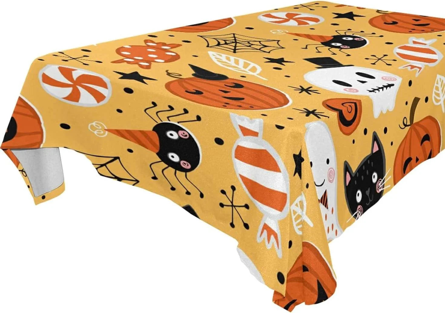 Hyjoy Halloween Ghost Tablecloth Waterproof Washable Polyester Square Table Cover Durable Tablecloth for Kitchen Dining Table Party Decor (60 X 108 Inch)