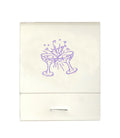 50 White 20 Strike Matches with  Printed Champagne Glasses in Lavender Matchbooks for Wedding, Anniversary, Birthdays etc