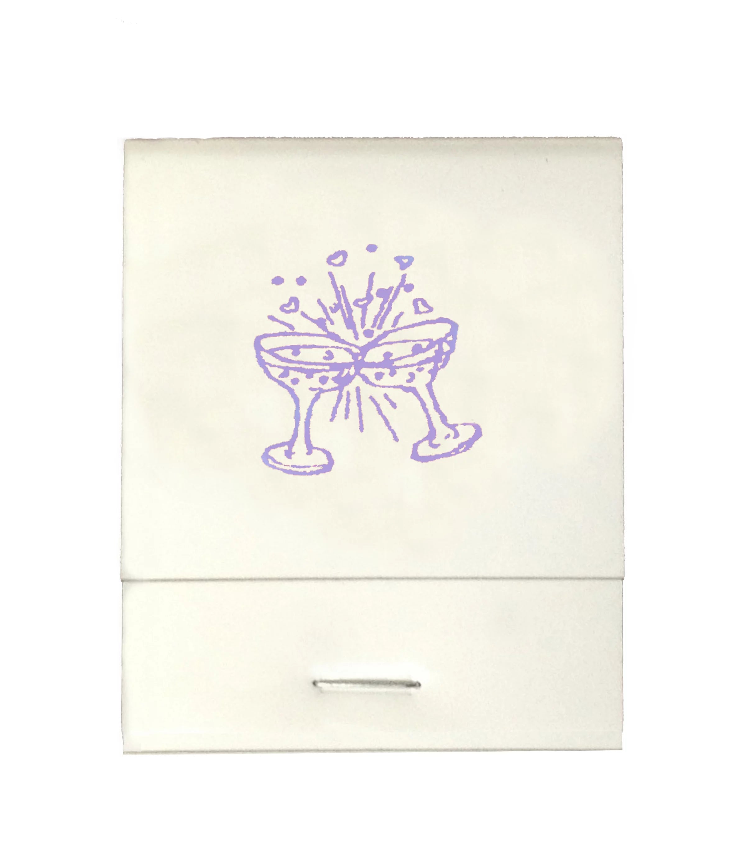 50 White 20 Strike Matches with  Printed Champagne Glasses in Lavender Matchbooks for Wedding, Anniversary, Birthdays etc
