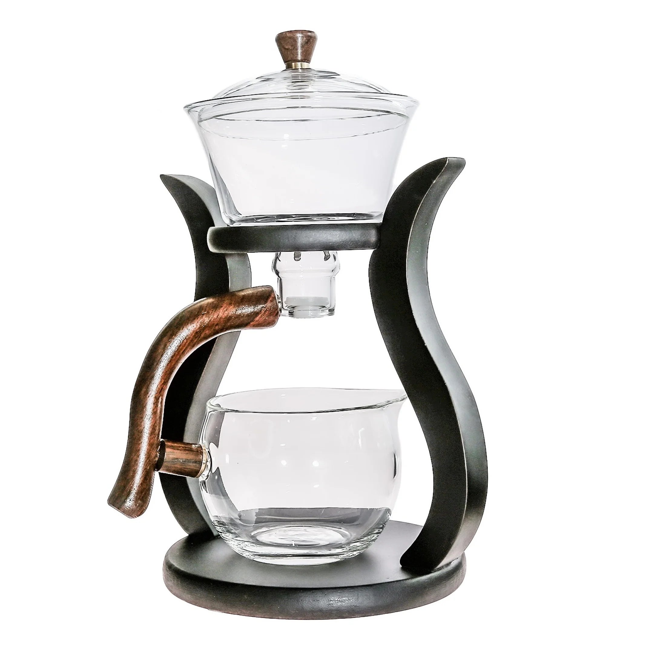 Fire Kirin Glass Teapot Set Semi Automatic Wooden Lazy Kungfu Tea Pot Set