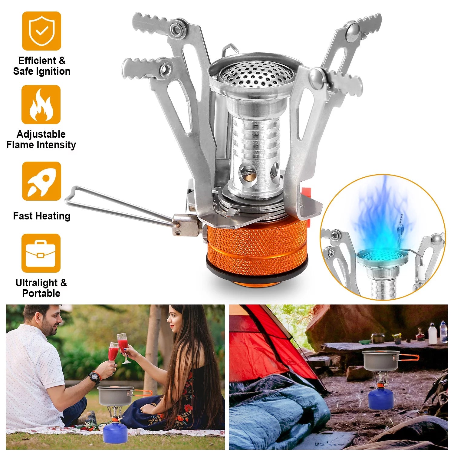 Ultralight Camping Adventure Stoves iMounTEK Portable Backpacking Hiking Stoves w/ Piezo Ignition