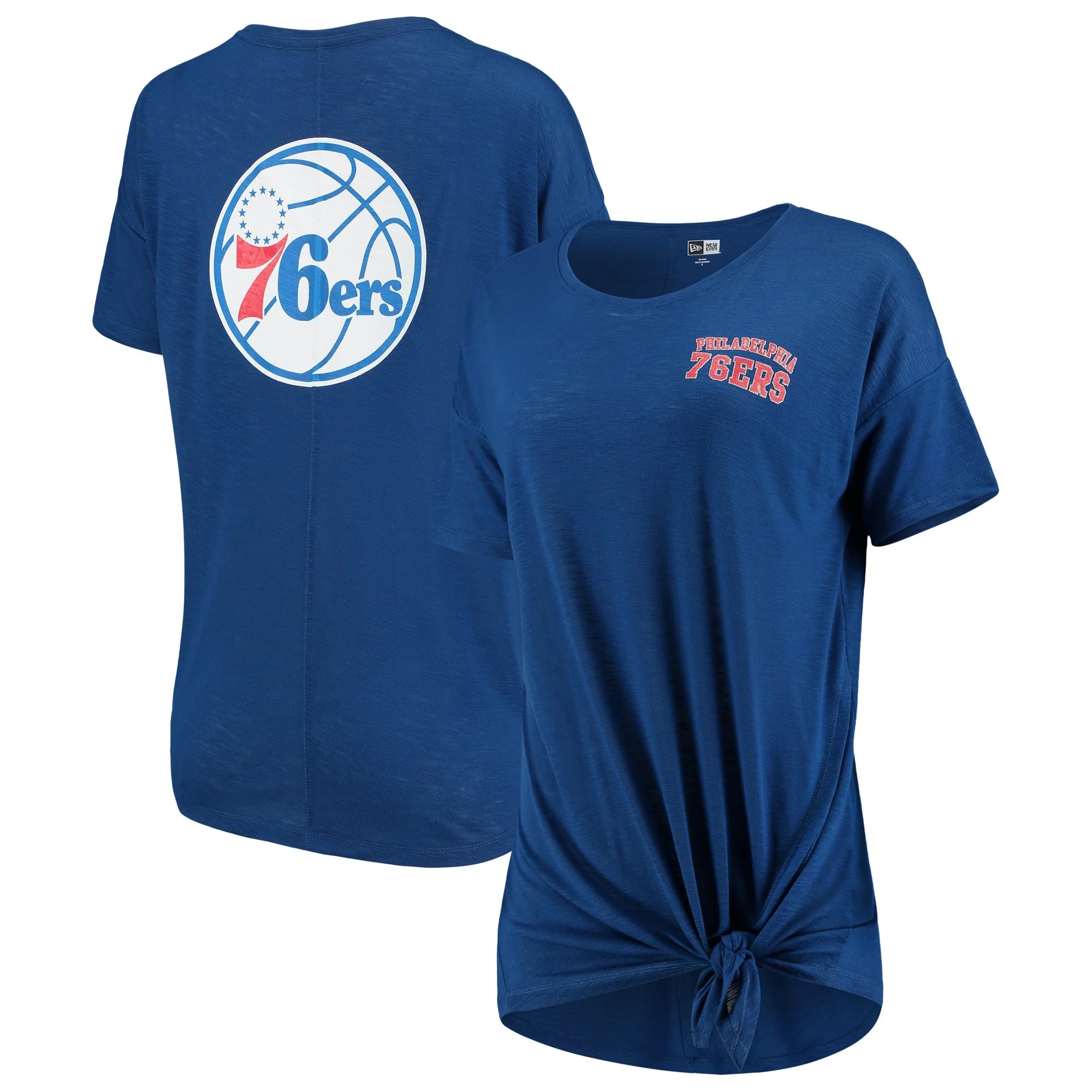 Women's New Era Royal Philadelphia 76ers Side-Tie Slub T-Shirt