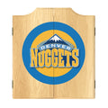 Denver Nuggets Logo Dart Board Cabinet Set with 6 Steel Tip Darts