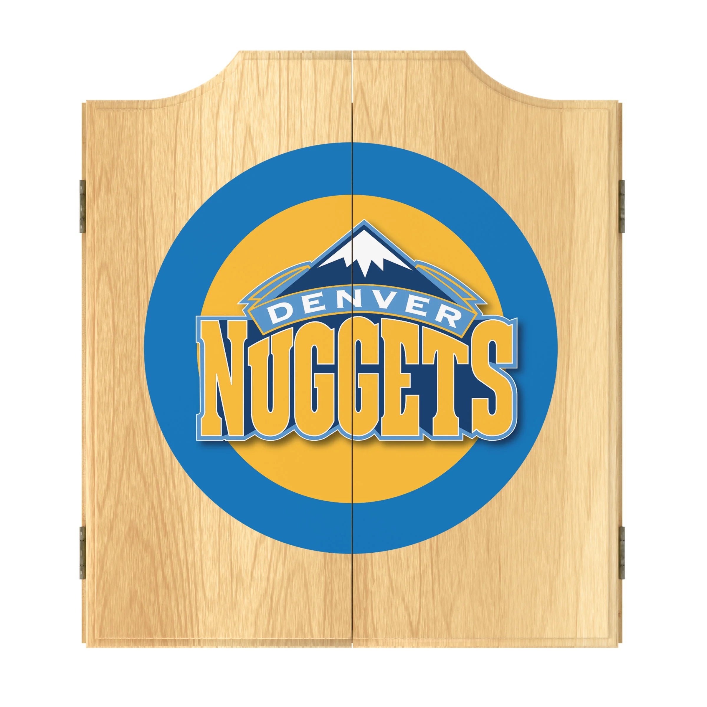 Denver Nuggets Logo Dart Board Cabinet Set with 6 Steel Tip Darts