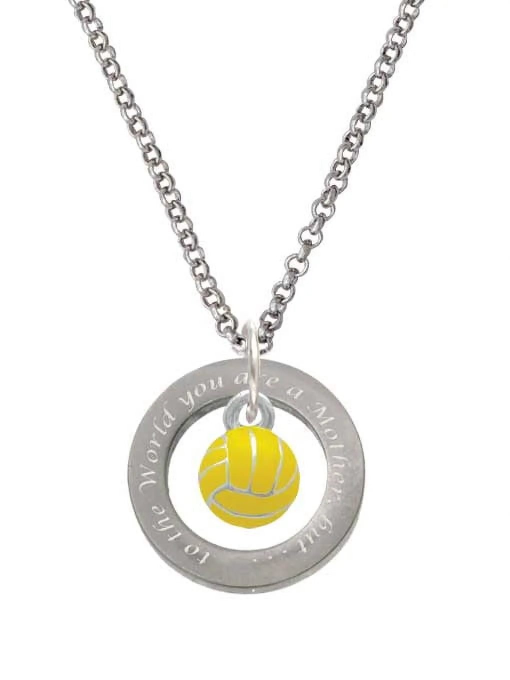 Silvertone 3-D Enamel Water Polo Silvertone You are a Mother Affirmation Ring Necklace