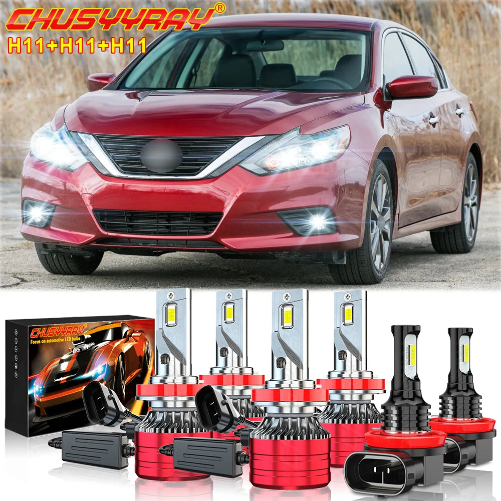 CHUSYYRAY H9 H11 LED Headlights Hi/Lo Beam + H8 Fog Light Bulbs For Buick LaCrosse 2010-2013