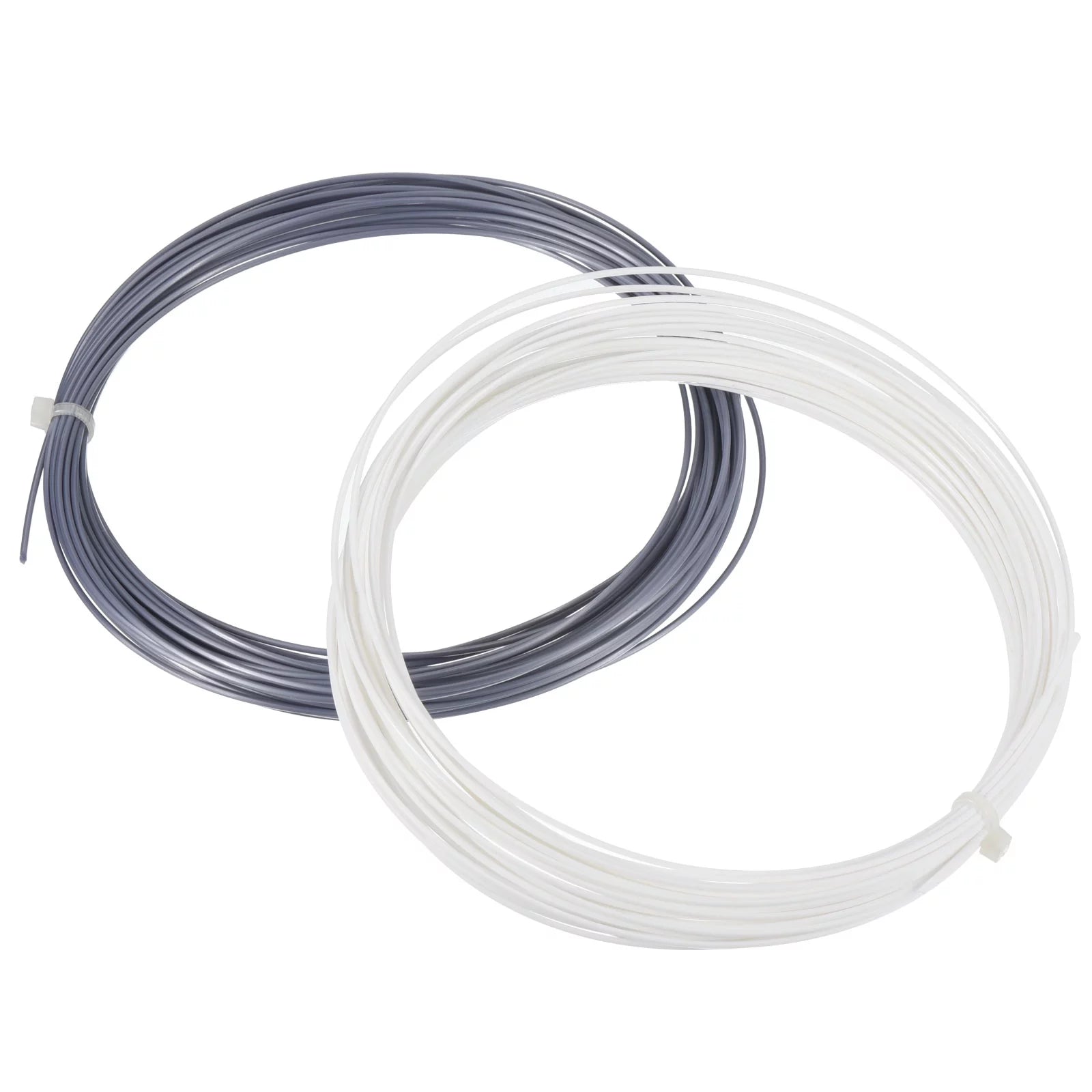 Uxcell 16L 40ft 1.25mm Hexagon Polyester Tennis Racquet String Hard Thread, White/Grey 2 Pack