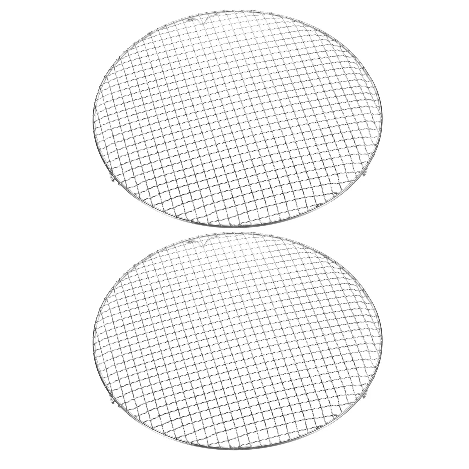 Uxcell 2pcs Round Cooking Rack, 16-inch 201 Stainless Steel Cross Wire Barbecue Grill Net Racks with 20mm Legs