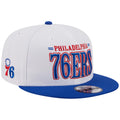 Men's New Era White Philadelphia 76ers Team Stack 9FIFTY Snapback Hat - OSFA