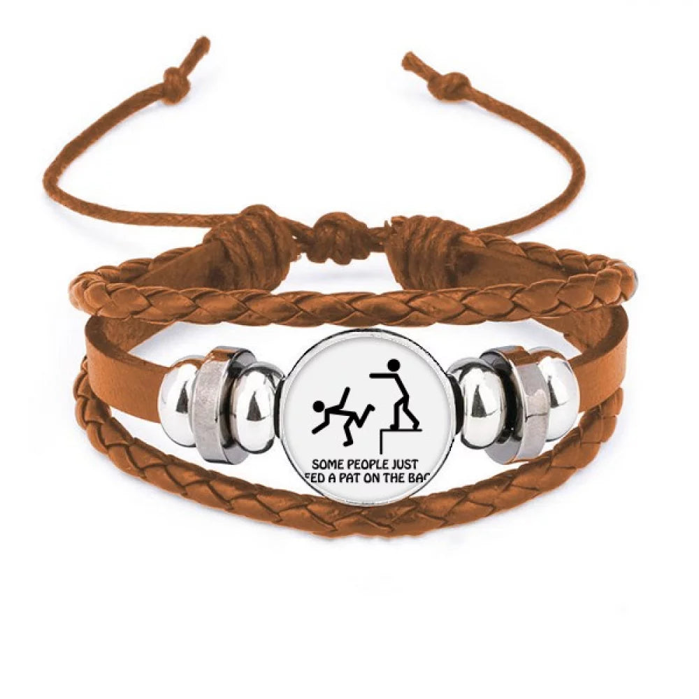 Tap Guide Back Art Deco Fashion Bracelet Wristband Leather Jewelry Ornament