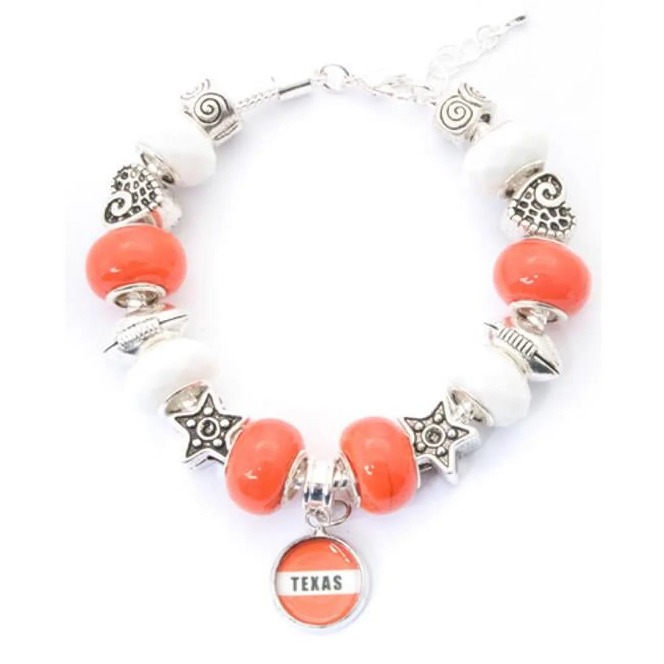 My Favorite Beads 143192PMM326 Texas Longhorns Charm Bracelet, European Style