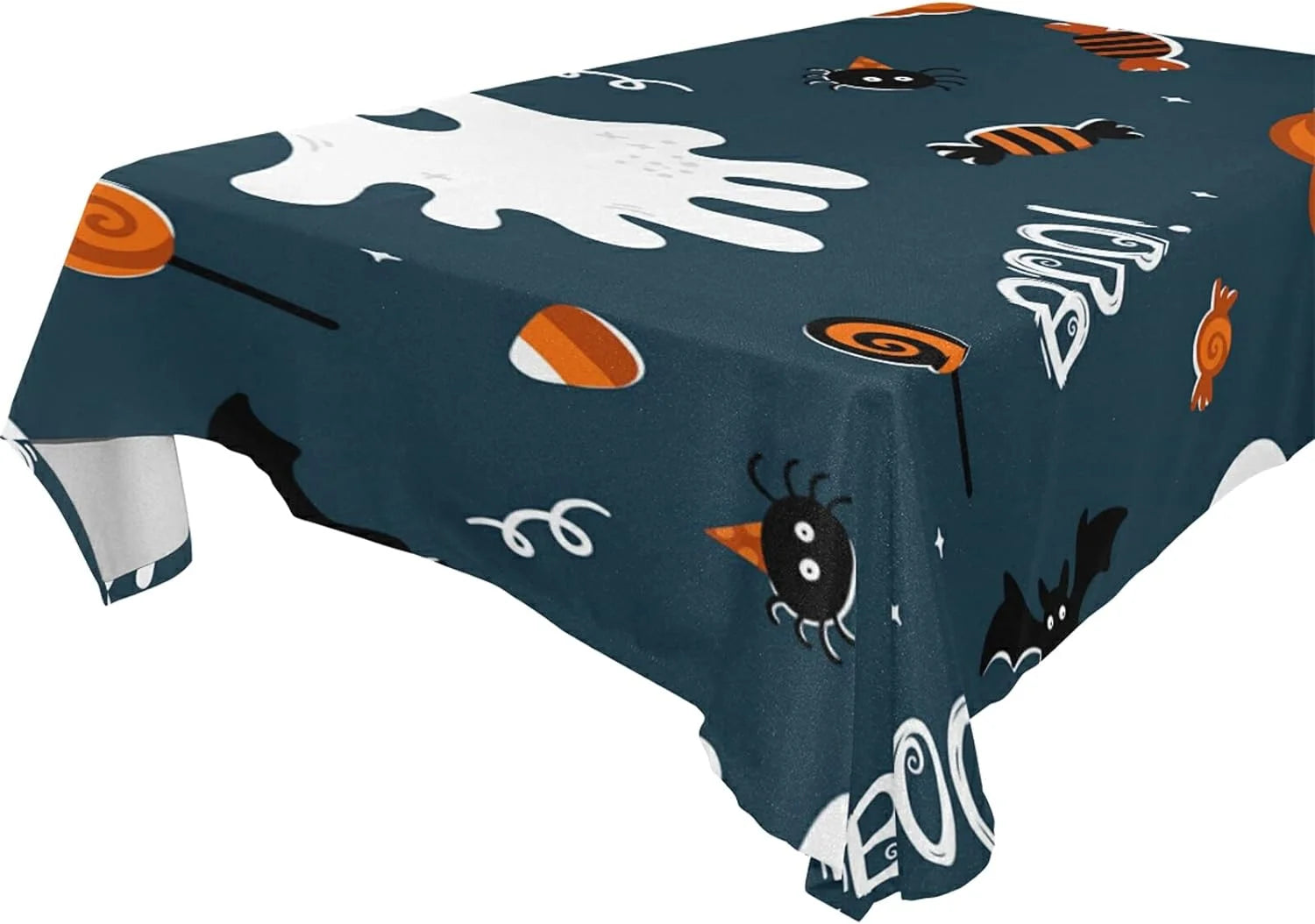 Wellsay Halloween Ghost Tablecloth Waterproof Washable Polyester Square Table Cover Durable Tablecloth for Kitchen Dining Table Party Decor (54 X 54 Inch)